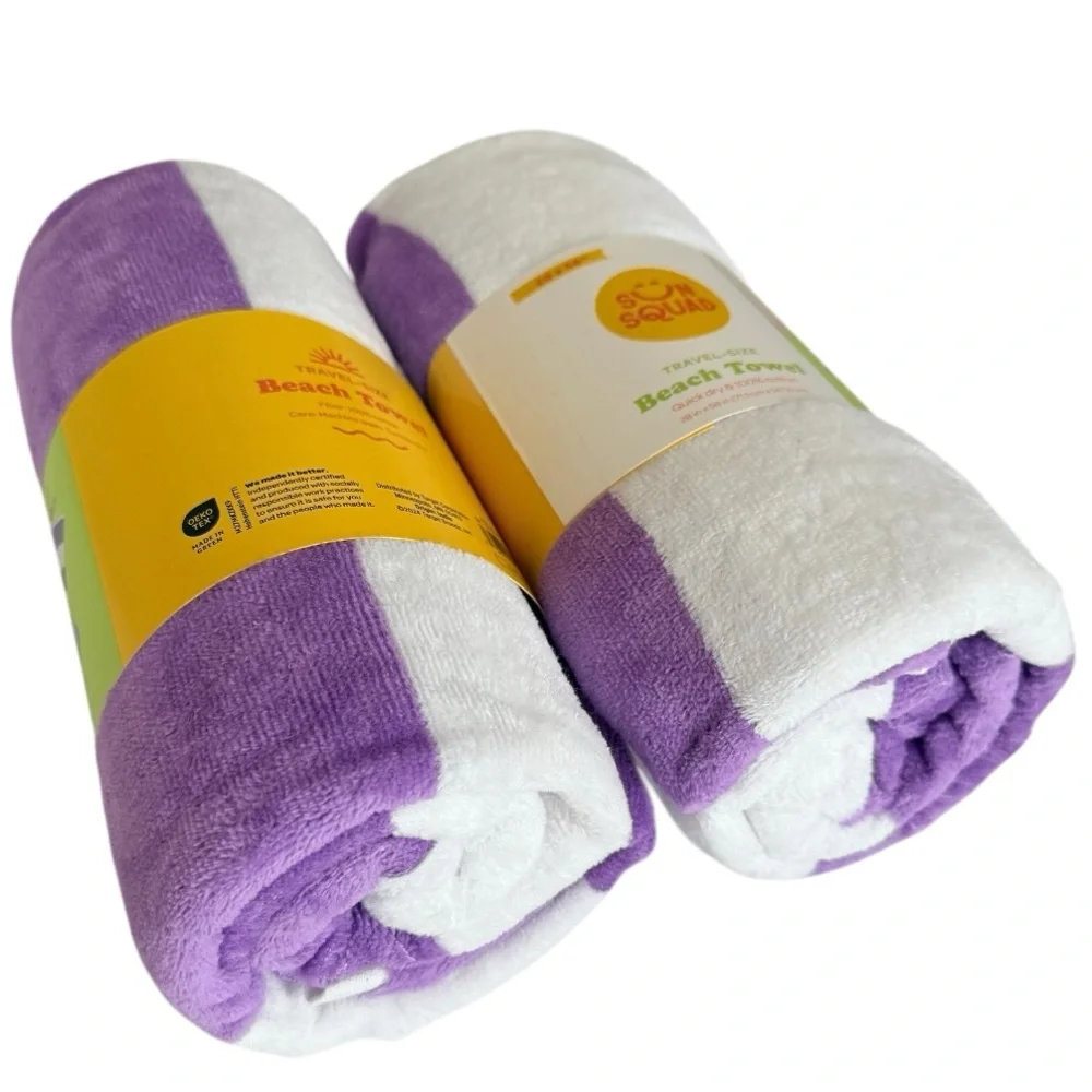 Travel Size Beach Towels Two Purple Sun Squad